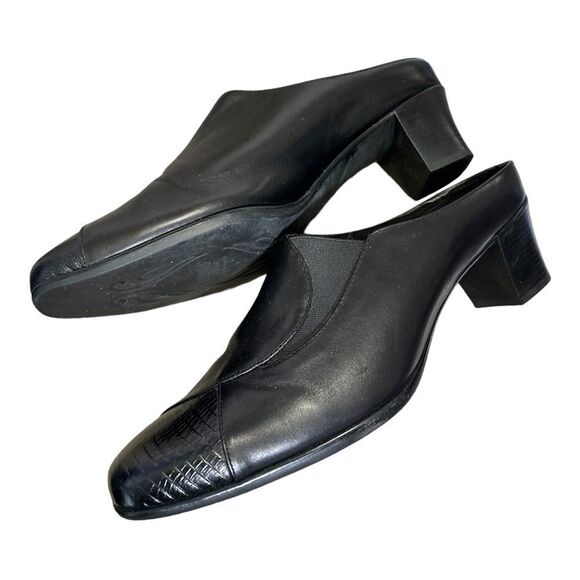 Munro American black leather snakeskin slip on dress shoes low heel size 11.5 - Picture 5 of 8